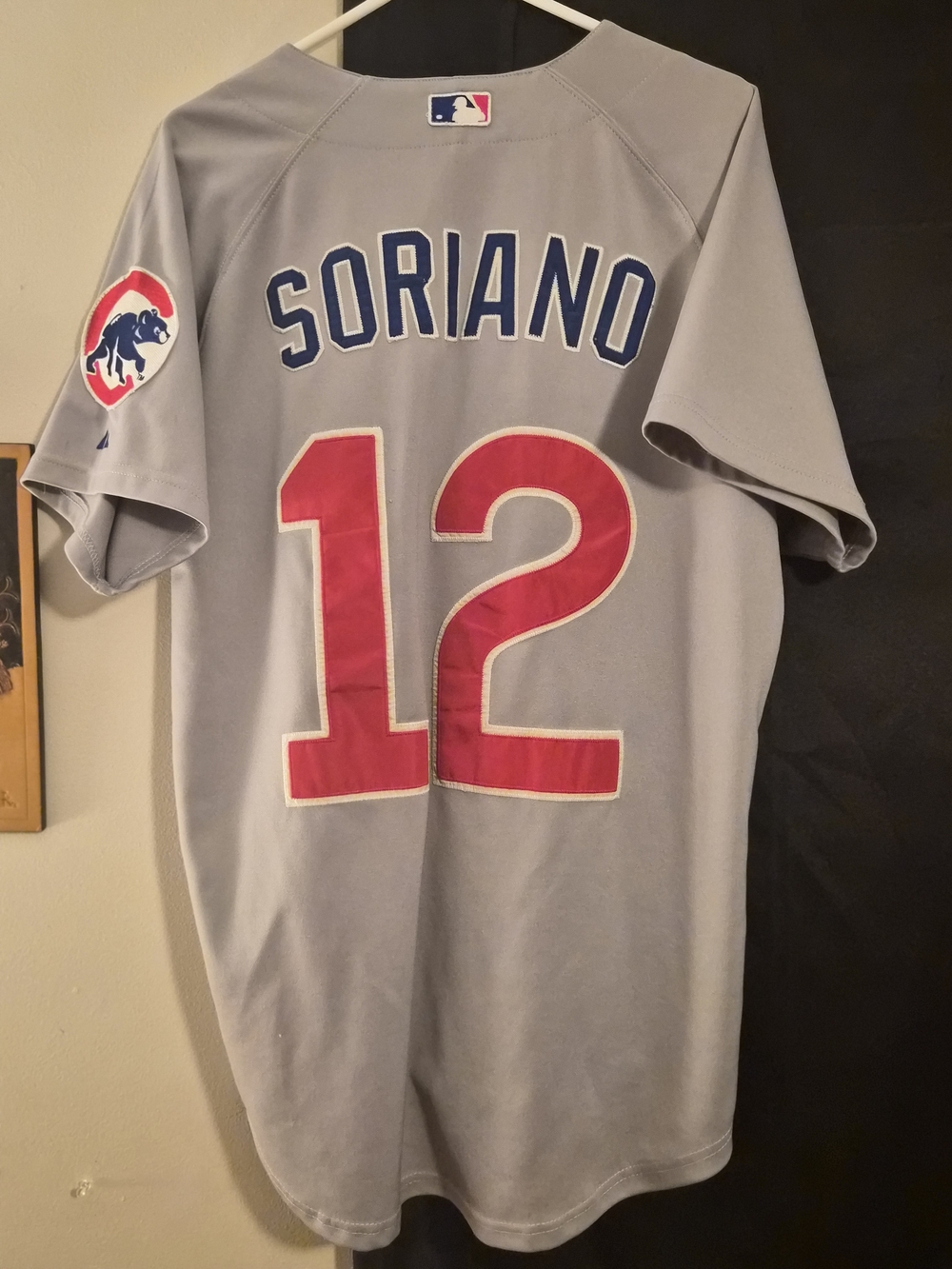 Majestic Gray Soriano #12 Cubs Road Jersey with Red Numbers